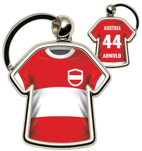 minifan Personalisierter Schlüsselanhänger Trikot Länder Look – mit Name & Nummer – Länderflagge Design, Fanartikel & Geschenkidee für Fans und Fußballfreunde -viele Länder verfügbar!