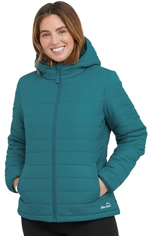 Peter Storm Women’s Blisco Jacket with Hood & 2 Pockets, Insulated, Water Repellent & Lightweight Puffer Coat (UK, Numeric, 12, Regular, Regular, Green)