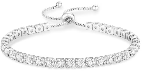 KRKC Verstellbares Tennisarmband Damen, 2/3/4/5mm Breite, 316L Edelstahl | Weißgold / 14K Gelbgold, Hochwertiges Zirkonia Armband mit Feingliedrigkeit, Geschenk für Freundin und Mutter
