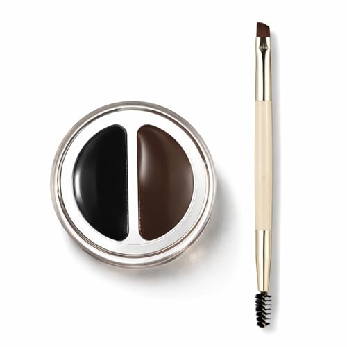 THXFUNAREA Augenbrauen & Eyeliner Pomade Set – Schwarz & Braun Augenbrauengel mit Pinsel, Wasserfeste Pomade für Augenbrauen und Eyeliner, Vielseitig für Präzise Linien & Natürliches Make-up