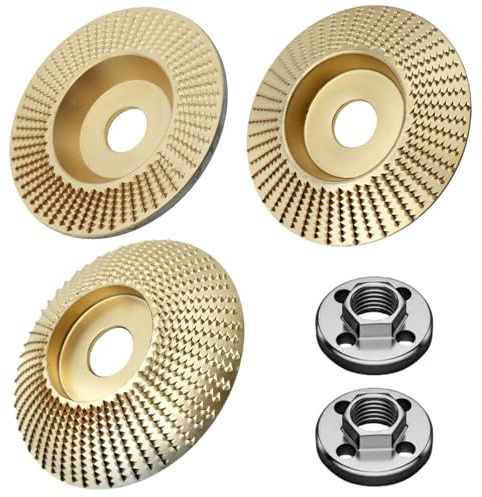 Angle Grinder Polishing Pad,3PCS 4 Wood Carving Disc Set,Tungsten Carbide Grinding Wheel Shaping Disc with 5/8 Arbor,Woodworking Cutting Attachments
