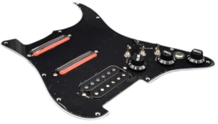 Generic Pickguard Pickup Électrique Doté Plaque Prégarnie SSH Micro Céramique Connexion Rapide Commutateur Push Pull Panneau Pvc Solide Adapté pour Guitare Él, Noir