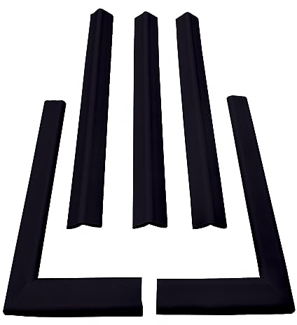 Cardinal Gates KEPK Large Hearth Pad Kit - Fireplace Baby Proofing - Adhesive Backed Fireplace Bumpers for Babies - 12.5 Feet of Padding with 3 Straight Pieces & 2 Corners - Made in The USA - Black