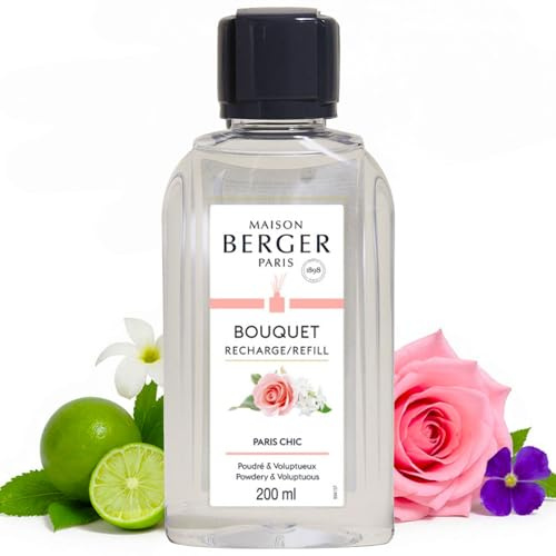 MAISON BERGER Reed Diffuser Refill Paris Chic 200 ml | Paris Chic 200 ml refill for reed diffusers, gentle continuous diffusion for around 4 weeks, no flame and no electricity
