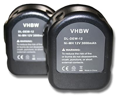 vhbw 2X Akku kompatibel mit Dewalt DW981KF-2, DW981KQ, DW981KF2 Werkzeug (3000 mAh, NiMH, 12 V)
