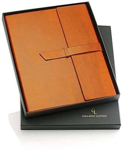 Gallaway-Leather-Padfolio-Portfolio, Folder-Slim-Notebook, Note-Pad-Holder, Desk-Accessories, Brown
