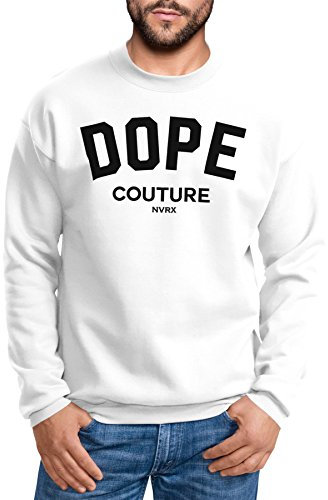 Neverless Sweatshirt Herren DOPE Couture Rundhals-Pullover Weiss 4XL