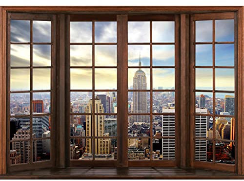 Runa Art Papel tapiz fotográfico Ventana Nueva York 352 x 250 cm Lana Fondo De Pantalla XXL Moderna Decoración De Pared Sala Cuarto Oficina Salón azul 9384011b