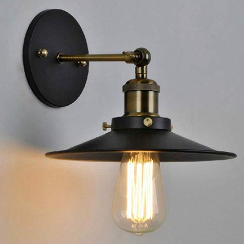 Wandlampe Vintage Innen Wandleuchte mit Einstellbar Messing-Kopf, Retro Industrie Wandstrahler E27 Sockel für Dachboden, Terrasse, Restaurant, Café, Wohnzimmer und Studie (Keine Glühbirne)