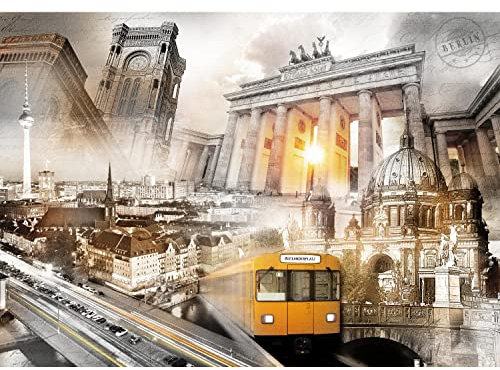 Runa Art Fototapete Berlin Stadt 352 x 250 cm Vlies Tapeten XXL Moderne Wandtapete Wohnzimmer Schlafzimmer Beige 9456011a