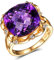 KnSam Gold Ringe 585 Ring Gold 585 Vintage Retro Natürlichen 10 Karat Amethyst 0.064 Karat Südafrikanischer Diamant 14 K Gold