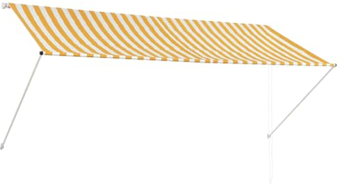 vidaXL Toldo Retráctil 300x150cm Amarillo Blanco Parasol Ventana Terraza Hogar