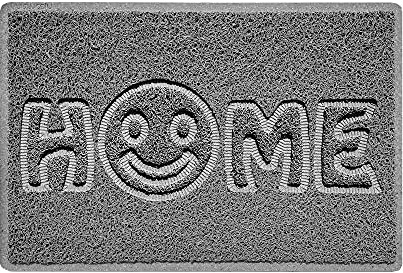 Nicoman SMILEY FACE Embossed Shape Door Mat Dirt-Trapper Jet-Washable Doormat-(Use Outdoor ONLY)- (60x40cm/23.6x15.7inches, Small) Grey