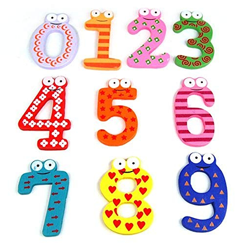 Vektenxi 10pcs números 0-9 imanes de nevera madera matemáticas conjunto digital bebé juguete educativo para niños duradero y útil