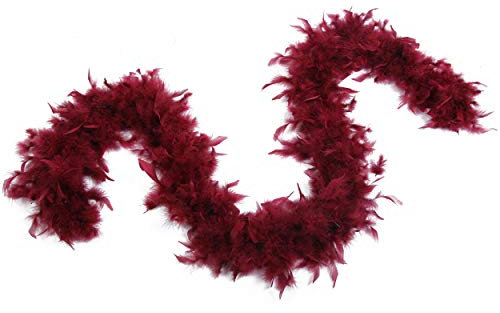 60 g, 2 Meter lange Chandelle-Federboa, ideal für Party, Hochzeit, Halloween-Kostüm, Weihnachtsbaum, Dekoration, Burgunder, 60 gram, 2 yard-long