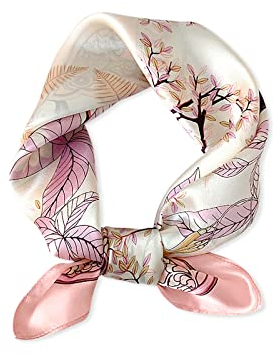 LumiSyne Foulards En Soie Pour Femme Série Imprimé Écharpe Carrée Motif Feuille d'Érable Artistique Soie Satinée De Haute Qualité Bandanas Bandeau Au Poignet Cadeaux Accessoires Senior