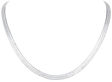 FOCALOOK Edelstahl Kette Damen Choker Kette Edelstahl Flache Schlangenkette 3mm/5mm Damen Halskette Silber/Gold/Schwarz/Rosegold 32cm/38cm/46cm lang