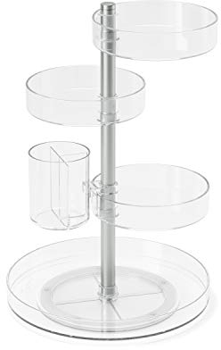 Umbra Pirouette Kosmetik Organizer mit drehbaren Fächern, Polystyrene, Transparent/Nickel, Einheitsgröße