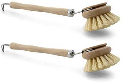 Novaliv 2X Spülbürsten Set I Naturfibre I Holz I groß I Abwaschbürsten Küchenbürsten Geschirr Bürsten Scheuerbürsten Putzbürsten Bürsten Küche Dish Brush Plastikfrei Küche