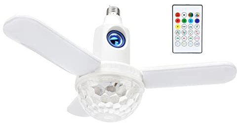 Acouto LED Bulbs, LED Fan Leaf Music Ceiling Light with Speaker Foldable Design RGB Color Lamp with Remote Control for Bedroom Living Room Family Partys Club Bar