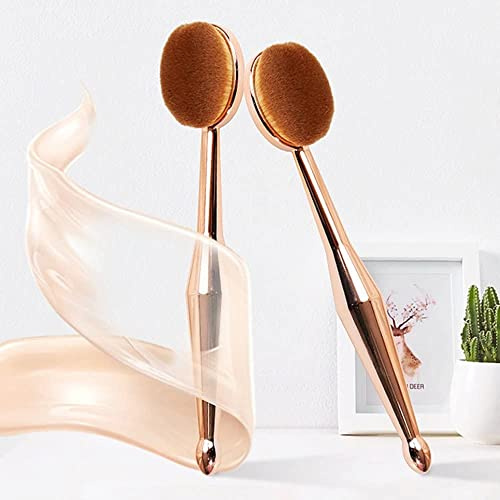 MJUHNHH Oval Zahnbürste Make-up Pinsel-Rose Gold, Stiftung Pinsel for Blending Foundation, Puder, Rouge, Concealer, Contouring Blend Flüssigkeit, Creme (Color : Rose Gold)