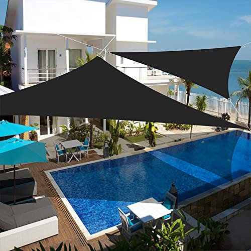 Voile d ombrage Balcon # 95% Une Protection des Rayons UV Voile d ombrage rectangulaire perméable Fixation Voile d'ombrage Ressort Pelouse, Parking, Noir 3.6x3.6x3.6m