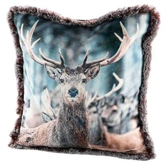 GILDE Kissen Hirsche Winter 45x45cm