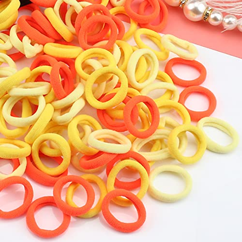 100 Stück Elastisch Haargummis Klein, Baby Haargummis, Soft Baumwolle Mini Haarband, Ohne Metall Haargummis, Pferdeschwanz Inhaber Perfekt für Kinder, Babys, kleine Mädchen, Gelb