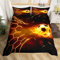 Loussiesd Fußball Bettwäsche Set Junge Teenager Sport Bettwäscheset Kinder 155 x 220 Soccor Jugendzimmer Dekor Bettwäsche Schwarz Orange Flamme Fußball Schuss Bettwäsche Set mit 1 Kissenbezug 80x80cm