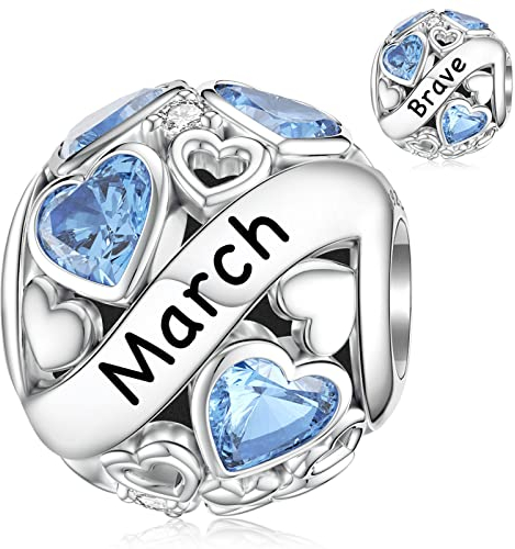 März Charm für Pandora Geburtsstein Charm Blau Herz Birthstone Charms