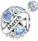 März Charm für Pandora Geburtsstein Charm Blau Herz Birthstone Charms