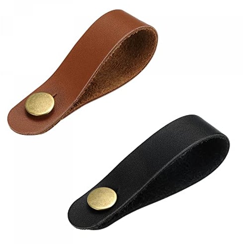 sourcing map Guitar Headstock Straps, Guitar Leather Neck Adapter Straps Tie Black and Brown for Guitar, Pack of 2