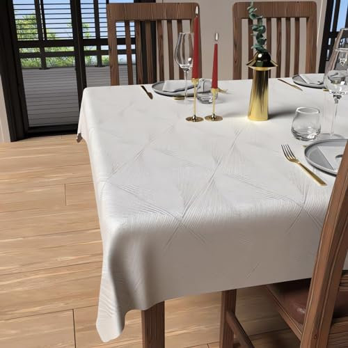 Soleil d'ocre, Tischdecke Rectangle Anti-Flecken 150x300 cm Luxury Blanc