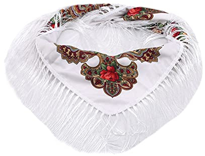 JUNYY Ethno-Stil Damen Elegant Vintage Langer Schal Wrap Leicht Quaste Fransen Floral Poncho Druck Schal (Stil 1)