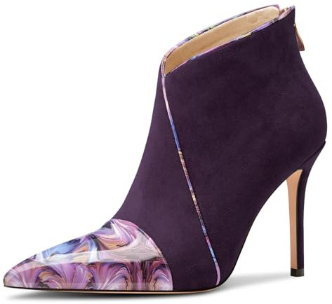 Castamere Donna Spillo Alto High Tacco Heel a Punta Stivaletti Cerniera Slip-on Feste Ufficio Dress Stivali Viola Scamosciato 40 EU