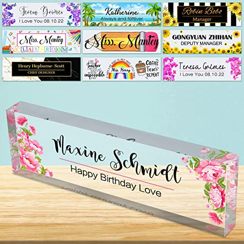 Escritorio Placa de Nombre Personalizado de acrílico Bloque de señal de Nombre para escritorios de Oficina Personalizada Placa de Escritorio Apreciación Decoración Regalo-8x2.5inch