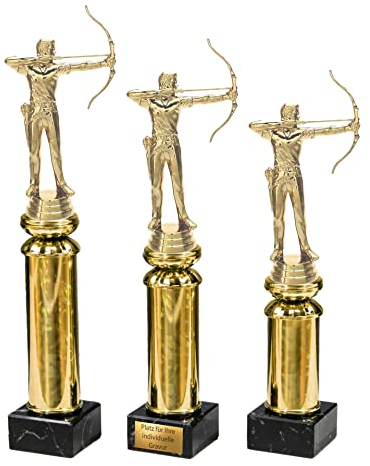 eberin – Schützen Pokal Marmor 5,5cm – Trophäe für Schützenverein und Bogenschießen – Award mit optionaler Gravur – In 3 Größen erhältlich
