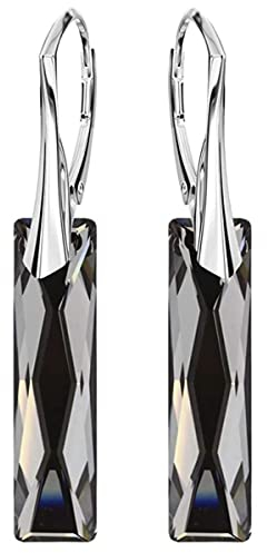 4 Farben Baguette Ohrringe 925 Silber Österreichische Zirkonia - Schmuck für Frauen und Mädchen - Hängeohrringe Ideal für Geschenke für Frauen Geburtstag Jahrestag Muttertag (Silver Night)