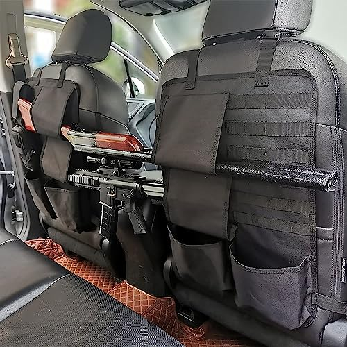 QCHIAN Organizer for Waffen auf der Autositzlehne, Auto-Waffenhalter for Gewehre/Schrotflinten, Molle-Waffenaufbewahrung auf dem Rücksitz for Fahrzeuge, LKWs, SUVs, Schwarz (2 Stück)