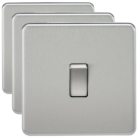 Knightsbridge SF2000BC Screwless 10 A 1-Gang 2 Way Switch, Brushed Chrome (Pack of 3)