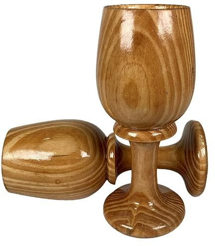 NaturalVibe Weinkelch aus Holz, rustikale Eleganz, umweltfreundlich, 2 Stück
