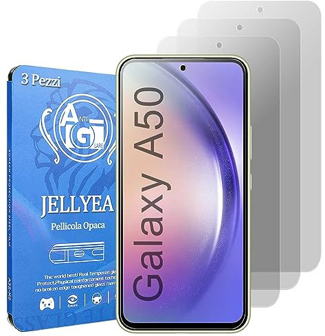 JELLYEA 3 Stück Matt Schutzfolie für Samsung Galaxy A50 Anti-Fingerabdrück Anti-Reflex Anti-Kratzer Displayschutz 9H Gehärtetes Glas für Galaxy A50,6.4