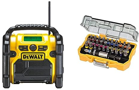 DeWalt Akku- und Netz-Radio/Baustellen-Radio (DAB(DAB(+)/FM Stereo/FM & 32-TLG. Schrauberbit-Set
