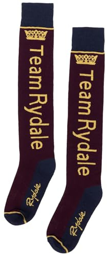 Ladies Knee High Riding Socks Cotton Blend Women'sEquestrian Boot Sock Cushioned Sole Long Socks (Team Rydale Berry)