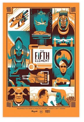 MAHWER Filmposter The Fifth Element, Leinwand-Poster, Wandkunst, Dekor, Bild, Gemälde für Wohnzimmer, Schlafzimmer, Dekoration, ungerahmt, 30 x 45 cm
