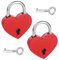RTRTGS 2 Pezzi Mini lucchetto decorativo con chiave a forma di cuore,Lucchetto d'amore a forma di cuore Rosso senza incisione,3.3 x 2.5cm, rosso