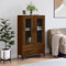 Tino Tech Highboard Holzwerkstoff 69,5x31x115cm Braun Eichen-Optik Vitrinenschrank Wohnzimmer Modernes Esszimmer Schrank Wohnzimmerschrank Holz Hochschrank Wohnzimmer Vorratsschrank Küchenschrank