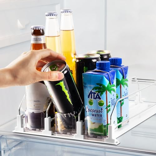 Accwork Automatic Can Dispenser for Fridge, Self-Pushing Fridge Drinks Organizer, Soda Beer Can Organizer for Fridge Pantry, 3 Rows, 31x25cm