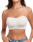 WOWENY Trägerloser Bandeau BH Damen ohne Bügel Tube Top Nahtlos Gepolsterter Bralette mit Durchsichtigen Trägern Rutschfestes Silikon[Weiß,L]