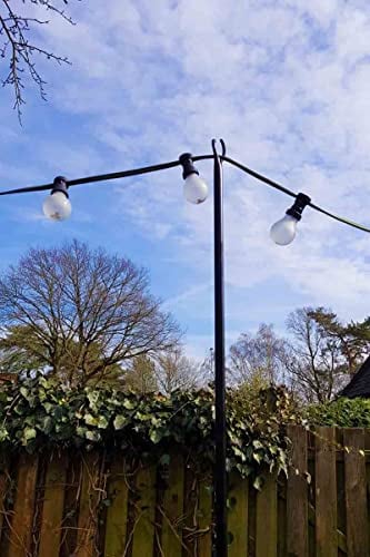 KUHEIGA Laternenstab, Lichterkettenmast 2-teilig für Außenbeleuchtung, Metall schwarz, Gesamthöhe 265cm Steckstab